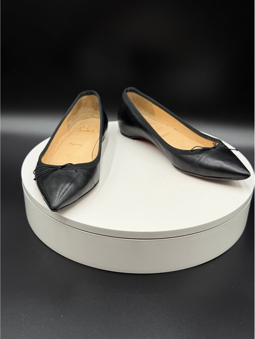 Christian Louboutin Black Nappa Leather Pointed Toe Ballet Flats IT 36.5 / US 6
